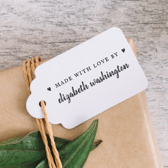 Sweet Handwritten Made With Love By Custom Name Self-inking Stamp (Rubber Stamp Mock-up)