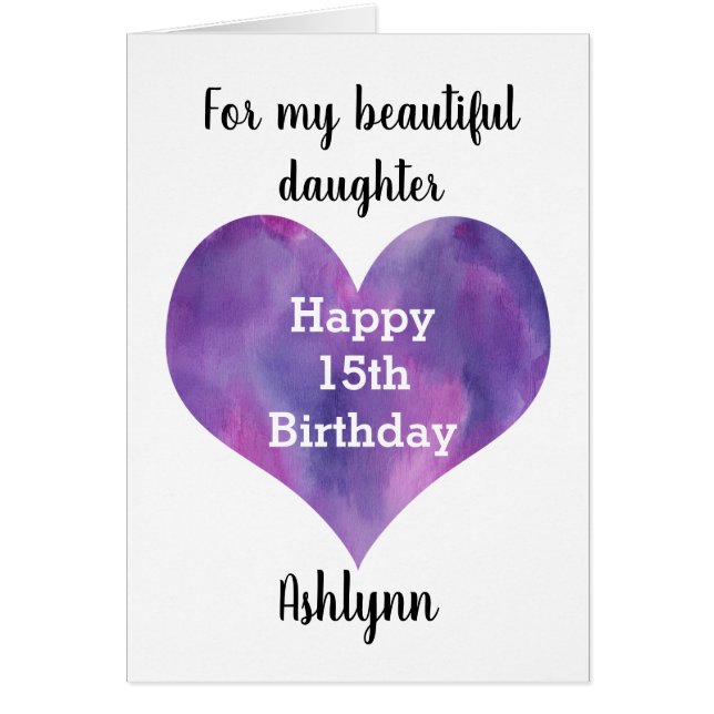 Sweet, Happy 15th Birthday Daughter (Front)