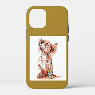 Sweet Happy Dog Art Sketch Graphic Protective iPhone 12 Mini Case