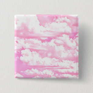 Sweet Happy Fuchsia Pink Clouds 15 Cm Square Badge