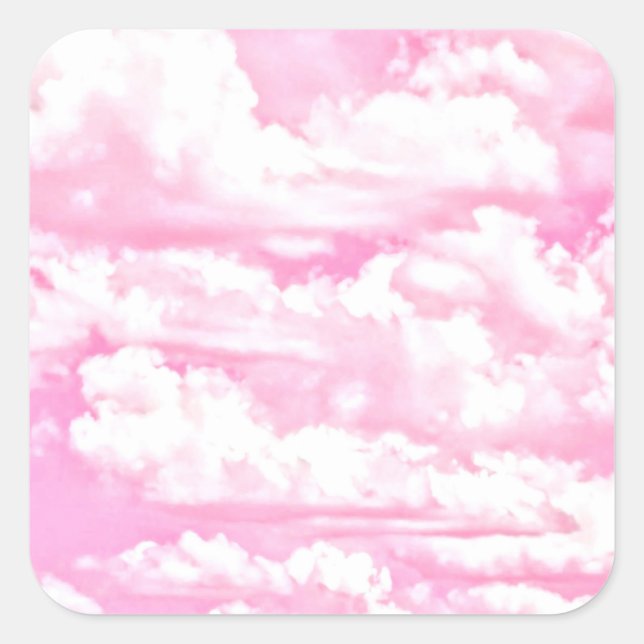 Sweet Happy Fuchsia Pink Clouds Square Sticker (Front)