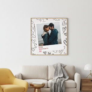 Sweet Happy Valentine Day Heart pink Couple Photo Poster