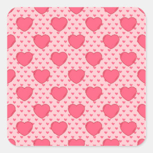 Sweet Happy Valentine’s Day Red Heart for Lovers Square Sticker