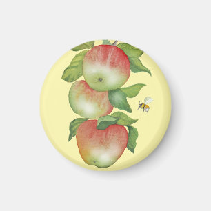 Sweet Harmony: Watercolor Apples and a Bee Magnet