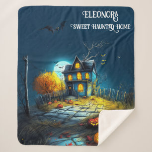 Sweet Haunted Home Halloween House  Sherpa Blanket