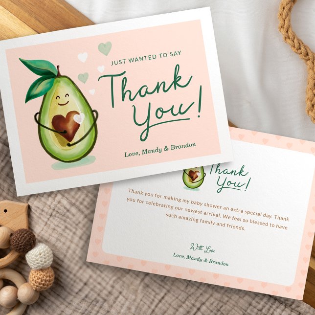 Sweet Heart Avocado Baby Shower Thank You Pink (Sweet Heart Avocado Baby Shower Thank You Pink)