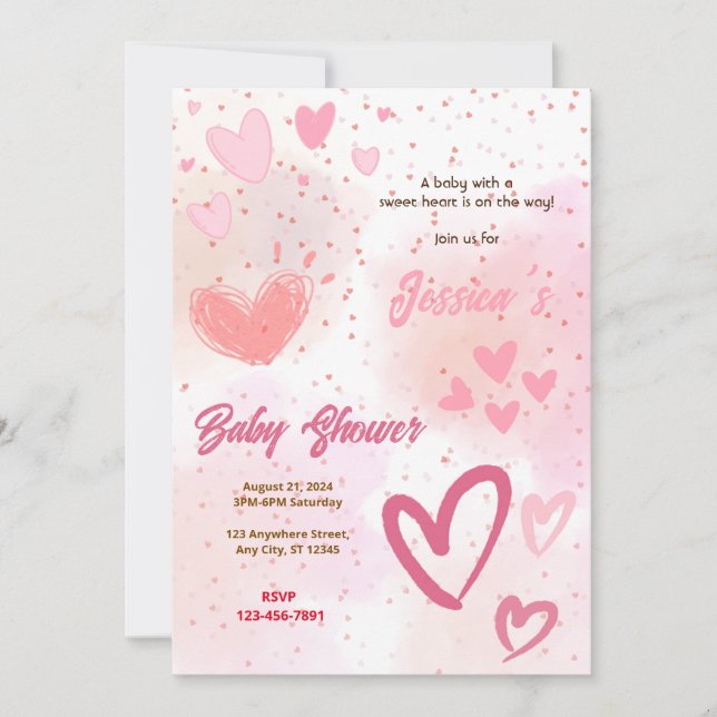 Sweet Heart  Baby Shower Invitation (Front)