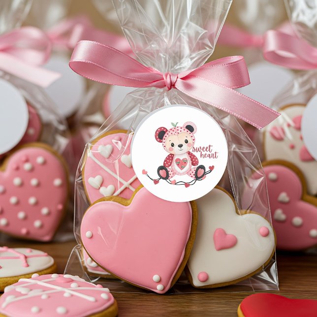 Sweet Heart Bear Classic Round Sticker (Creator Uploaded)