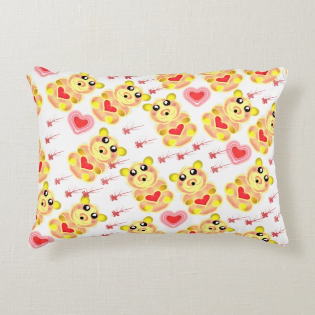 Sweet Heart Bear Nursery Pattern Decorative Cushion (Front)