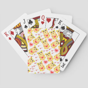Sweet Heart Bear Nursery Pattern Playing Cards