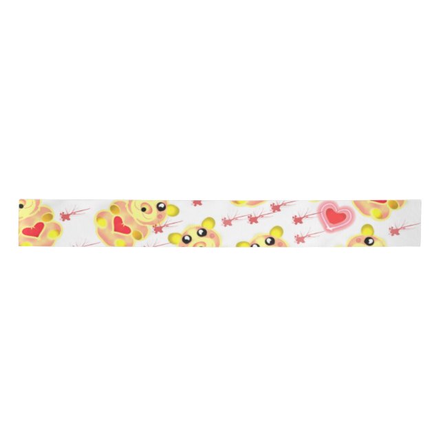 Sweet Heart Bear Nursery Pattern Satin Ribbon (Front)