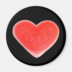 Sweet Heart Black fridge magnet round
