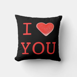 Sweet Heart Black 'I heart You' two sides square Cushion