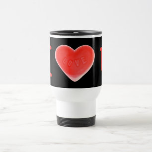 Sweet Heart Black 'I love U' travel mug