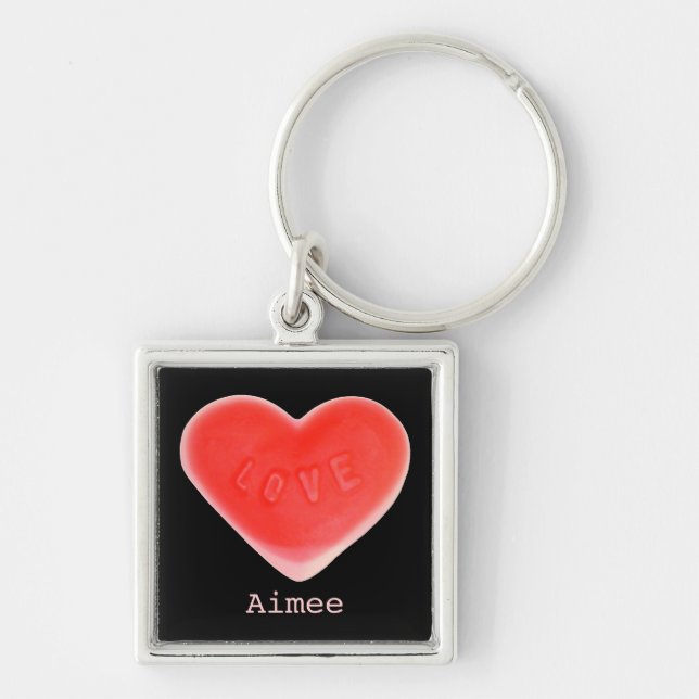 Sweet Heart Black 'Name' keychain square (Front)
