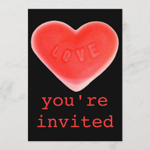 Sweet Heart Black 'You're Invited' invitation