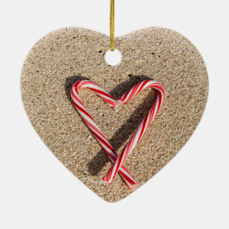 Sweet Heart Candy Cane Beach Christmas Ornament