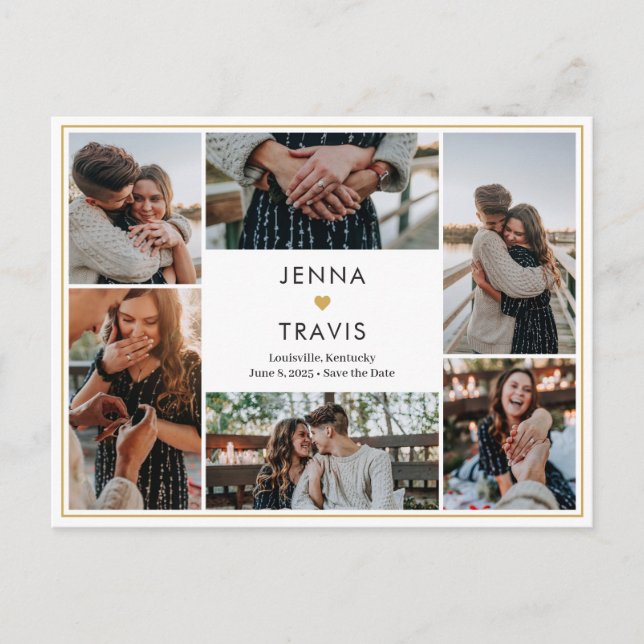 Sweet Heart Editable Colour Save The Date Postcard (Front)