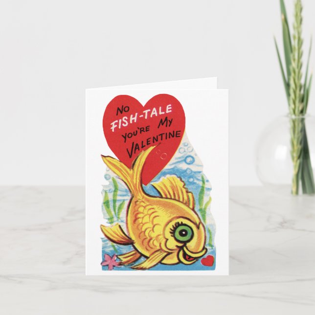 Sweet Heart Fish Valentine Love Heart Holiday Card (Front)