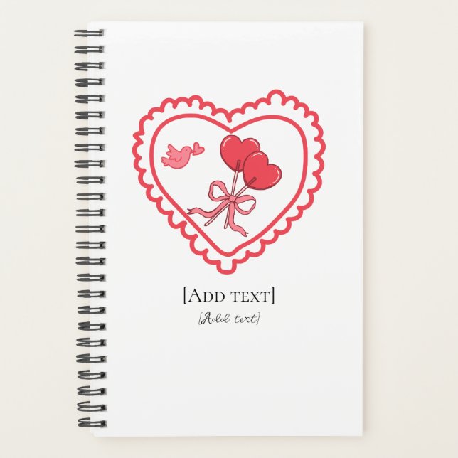 Sweet Heart Lollipop & Bird Personalized Notebook Planner (Front)