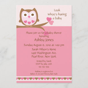 Sweet Heart Owl Baby Shower Invitation
