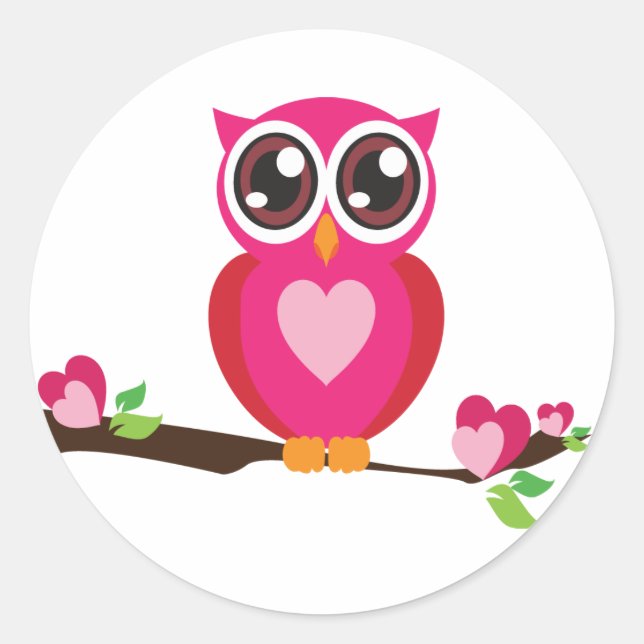 Sweet Heart Owl Classic Round Sticker (Front)