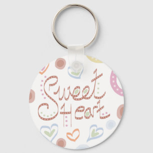 Sweet Heart. Pastel colourful text and print. Key Ring