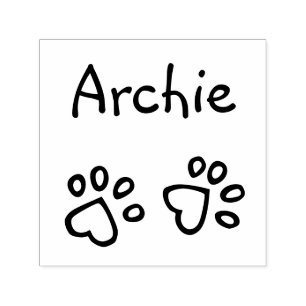 Sweet Heart Paw Prints with Name Pet Signature Self-inking Stamp