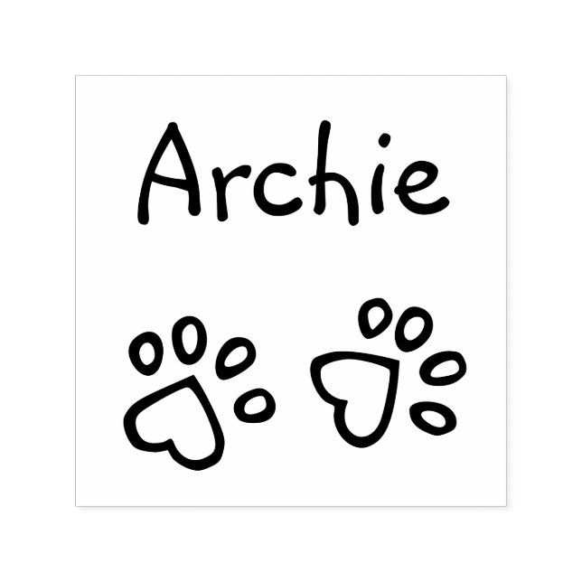 Sweet Heart Paw Prints with Name Pet Signature Self-inking Stamp (Design)
