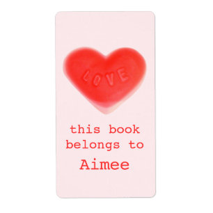 Sweet Heart Pink bookplate label