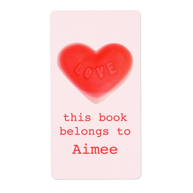 Sweet Heart Pink bookplate label (Front)