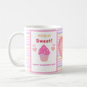 Sweet Heart Pink Cupcakes Stripes Valentine's Day Coffee Mug