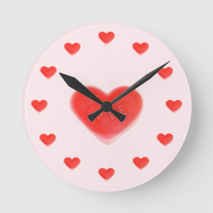 Sweet Heart Pink 'hearts' clock round