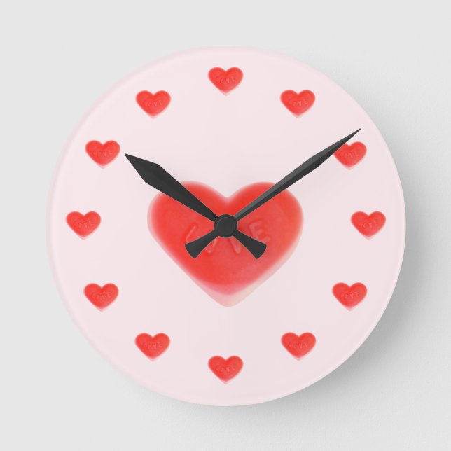Sweet Heart Pink 'hearts' clock round (Front)