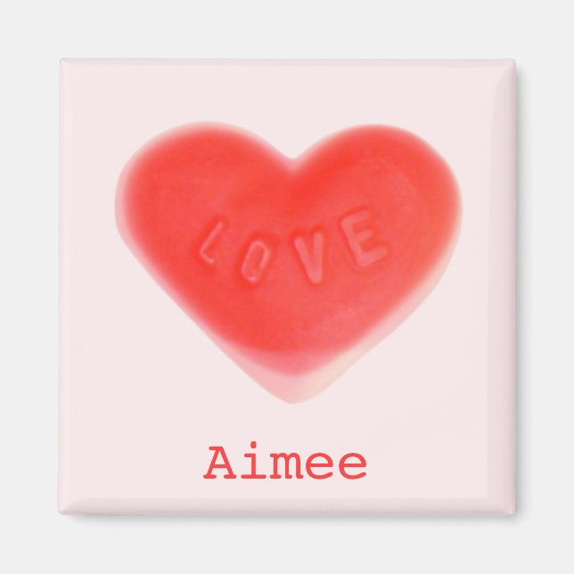 Sweet Heart Pink 'Name' fridge magnet (Front)