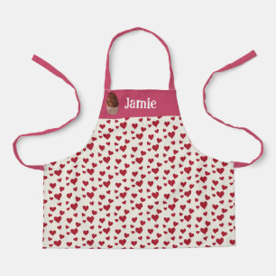 Sweet Heart Red Pink Happy Custom Cupcake Kids Apron