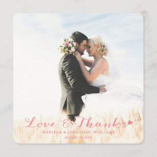 Sweet Heart Wedding Thank You Flat Card PINK