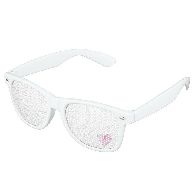 Sweet Heart White Pink Love Fun Party Sunglasses (Angled)