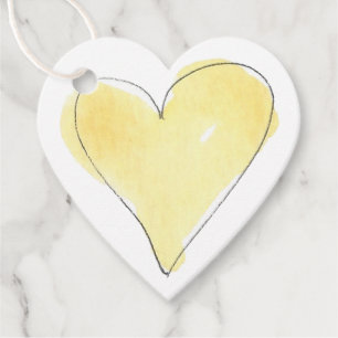 Sweet Heart Yellow Sweet Love Watercolor Art  Favour Tags