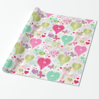 Sweet Hearts and Butterflies Wrapping Paper
