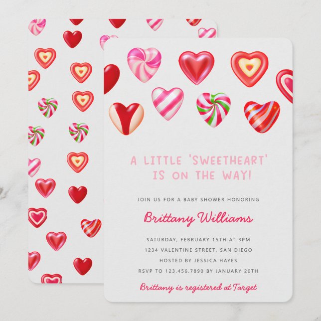 Sweet Hearts Baby Shower Invitation (Front/Back)