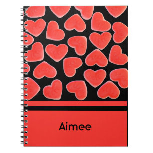 Sweet Hearts Black 'Your Name' notebook
