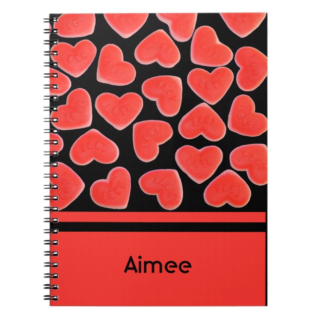 Sweet Hearts Black 'Your Name' notebook (Front)