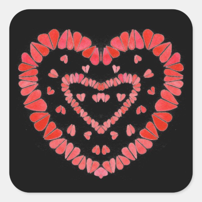 SWEET HEARTS II Large Square Stickers (Front)