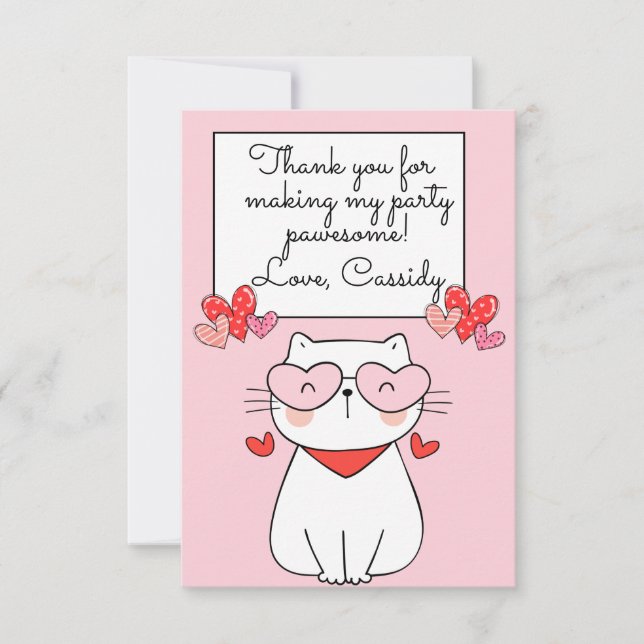 Sweet Hearts Kitten, Are You Kitten Me Birthday  Thank You Card (Front)