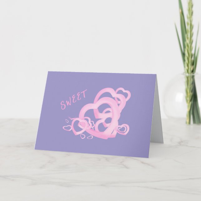 Sweet Hearts pink birthday wishes greetings loving Card (Front)