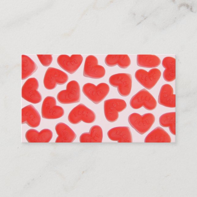 Sweet Hearts Pink business card red (Front)