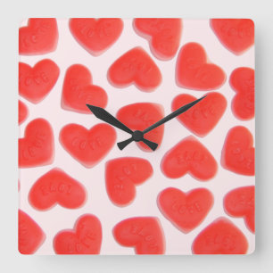 Sweet Hearts Pink clock square