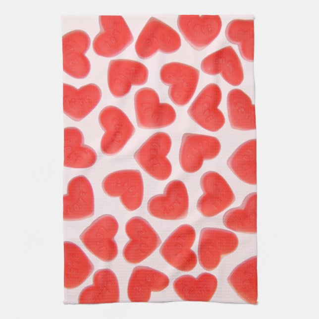 Sweet Hearts Pink kitchen towel (Vertical)