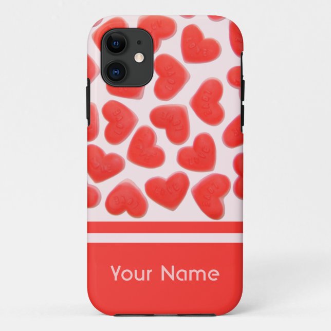 Sweet Hearts Pink Name iPhone case (Back)